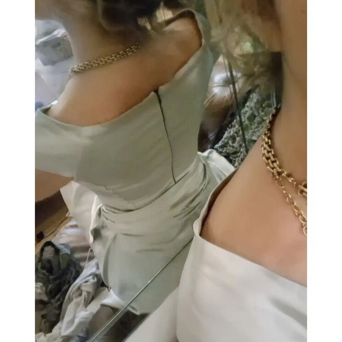 Silver Metallic Taffeta Midi Dress Join Clothes like new, one size