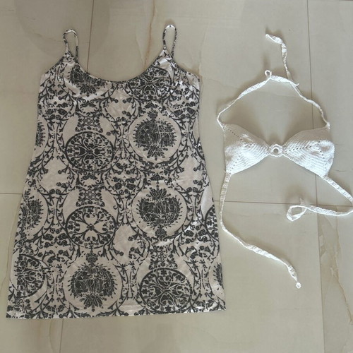 Beach dress and knitted bikini top used, size S
