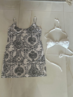 Beach dress and knitted bikini top used, size S