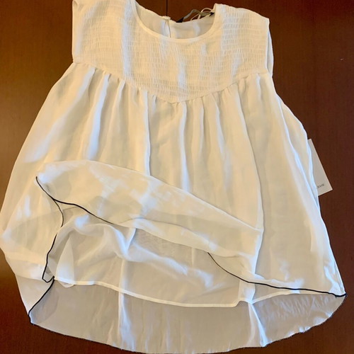 Zara Basic sleeveless women's top new, size Large, white with black detail