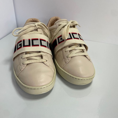 Gucci leather sneakers used, beige, size 37