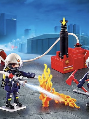 Playmobil πυροσβέστες με αντλία νερού και βαλιτσάκι καινούργιο