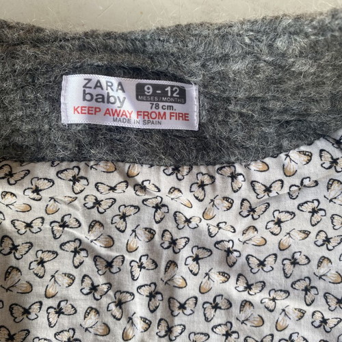 Zara baby grey Montgomery-style coat with leather pockets