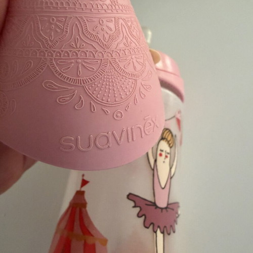 Suavinex baby bottle 270ml used, pink circus series