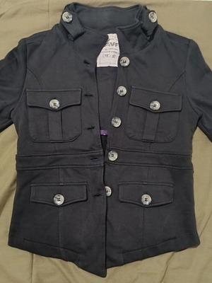 Staff Gallery women's mid-length military style jacket black, like new