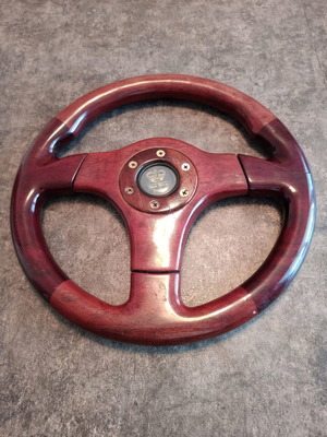 Vintage sport steering wheel used, two-tone wood
