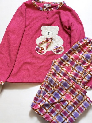 Fleece women's pajama set like new, pink fuchsia, size Small