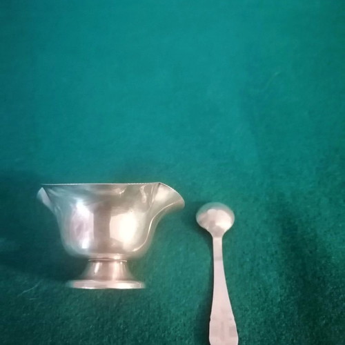 Silver sugar bowl 1960s handmade, like new with miniature spoon