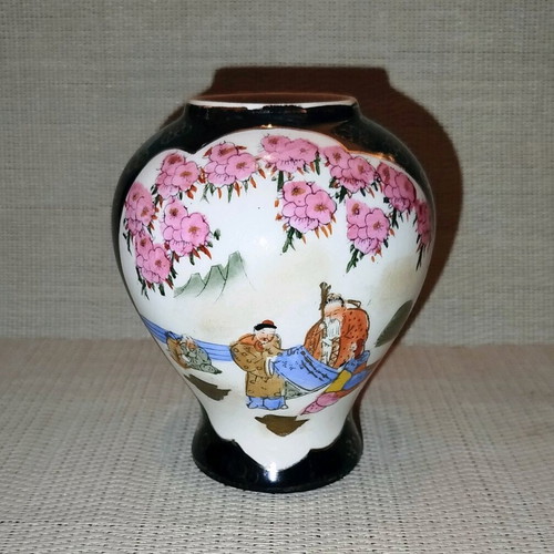 Satsuma Japanese vintage hand-painted vase and bowl set like new