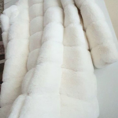 Fur coat made of synthetic hair new, white, size M