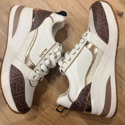 Aldo sneakers like new, 6 cm heel, size 39, white and beige