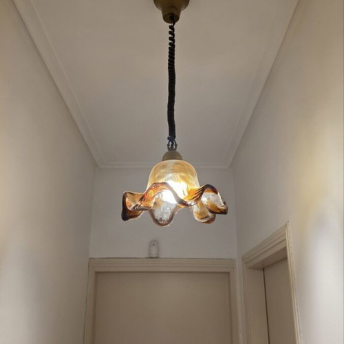 Vintage amber glass pendant light like new