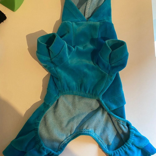 Velour dog jumpsuit xs/s like new for small dogs