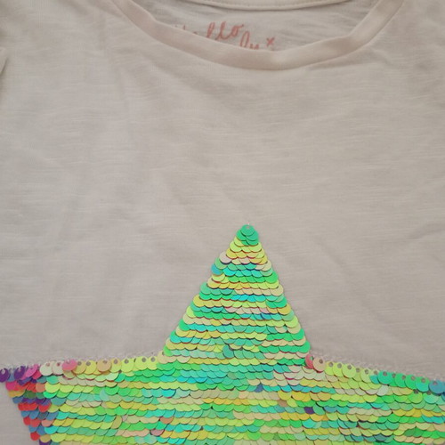 Mothercare Girls' T-shirt with Color-Changing Sequin Star like new, ages 7-9