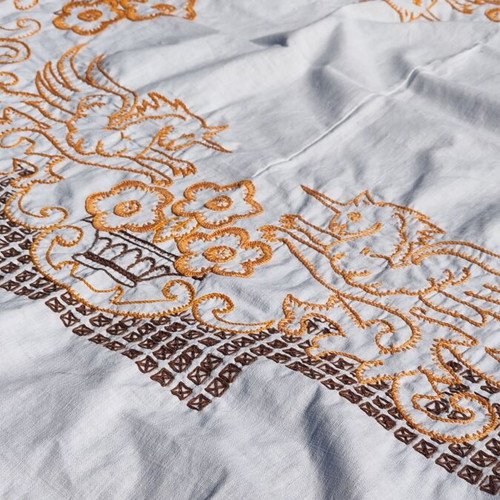 Handmade embroidered cotton tablecloth, 140x125 cm