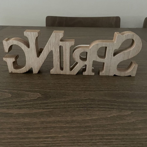 Wooden Spring table decoration like new, colorful floral design