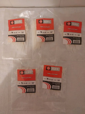 SAS white cable ties 100x2.5 mm, pack of 5x100 pieces, new