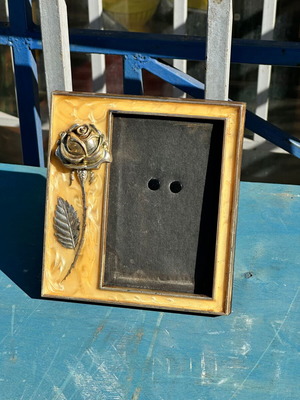Vintage photo frame with embossed rose used, table and wall mount