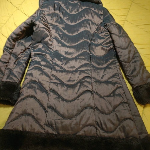 Women's jacket used with fur trim brown