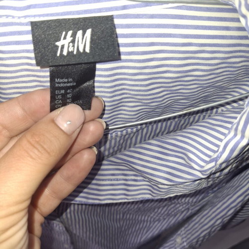 H&M striped shirt, white and blue, size M