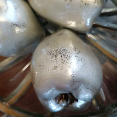 Ceramic decorative fruits silver color set of six like new