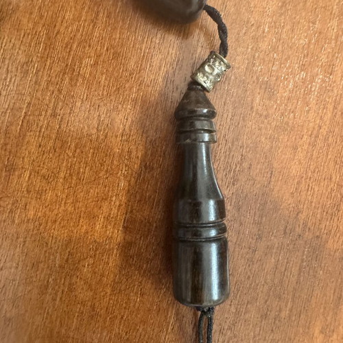 Ebony handmade komboloi with 19 beads, used