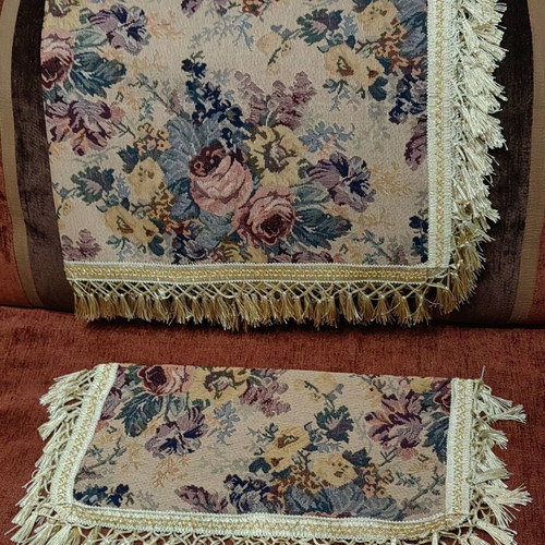 Vintage jacquard fabric set with fringes