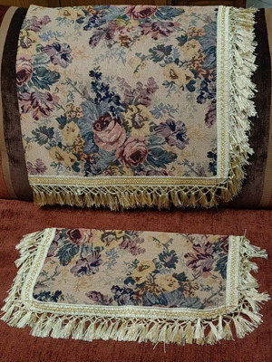 Vintage jacquard fabric set with fringes