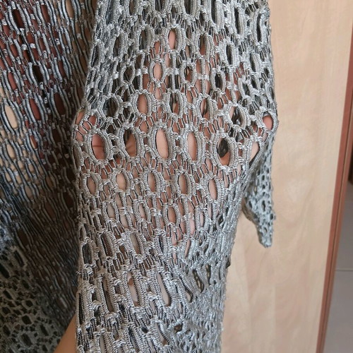 Mesh cardigan like new, gray and silver, 3/4 sleeve, size M