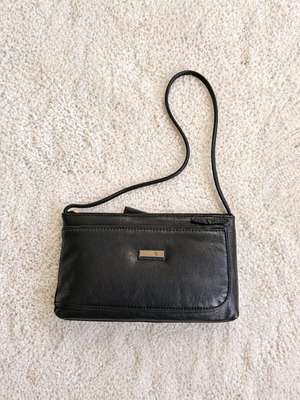 Leather small shoulder bag new, black