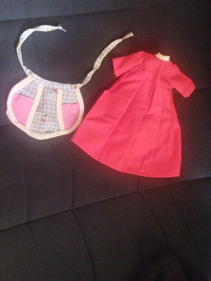 Bibibo vintage doll dress with apron, red