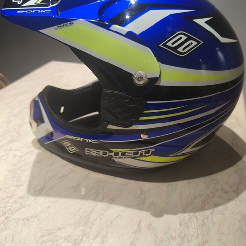 Motocross helmet Shot used, blue with yellow details, size Small