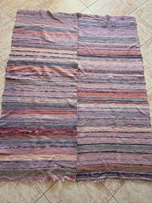 Vintage handmade rag rug used 180x140cm