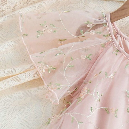 Girls' dress 6 years new, A-line, beige and pink