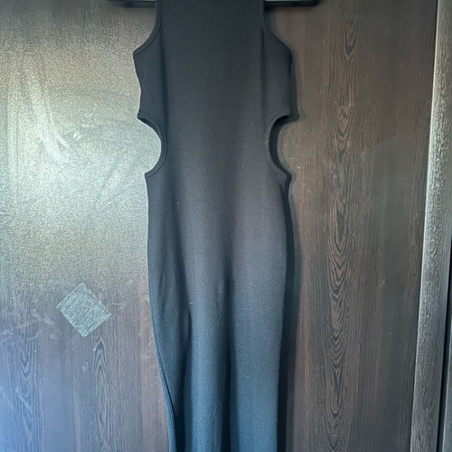 Stradivarius long dress black like new with side cutouts