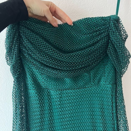 Maxi dress emerald with glitter For Costume like new, size 38