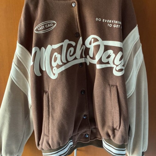Bershka college jacket like new, size S, beige and brown