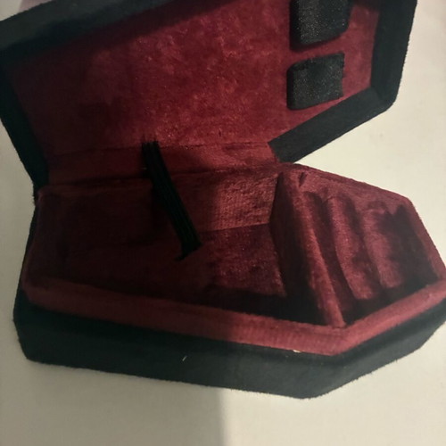 Velvet coffin jewelry box new, black