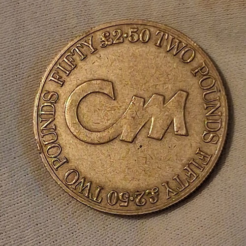 Casino token from England used, nominal value 2.5 pounds