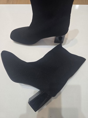 Black sock boots size 38 used with block heel