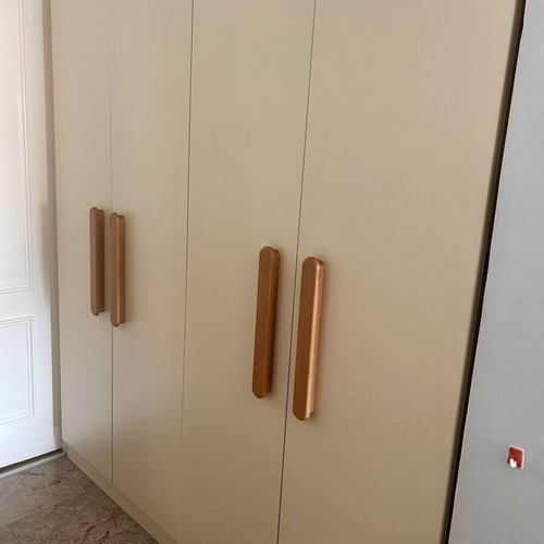 4-door wardrobe with handmade wooden handles, custom made