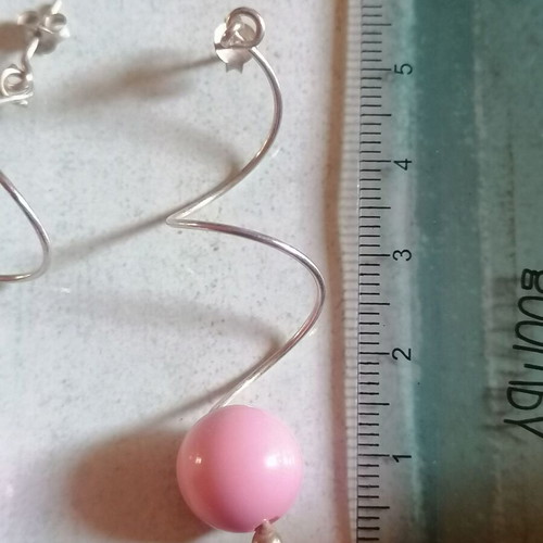 Silver 925 earrings with pink bead like new