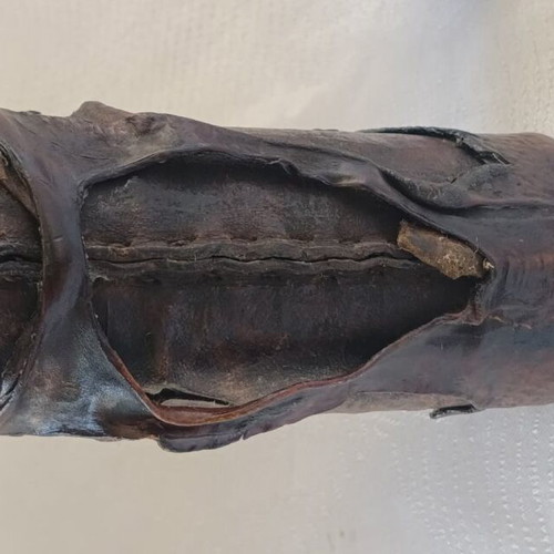 Tribal Quiver and 3 Arrows with Metal Tips used, wood and leather