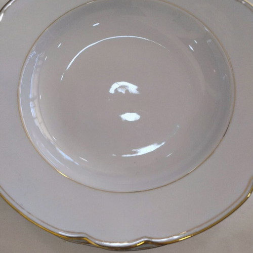 Porcelain plates set of 5 used with gold trim