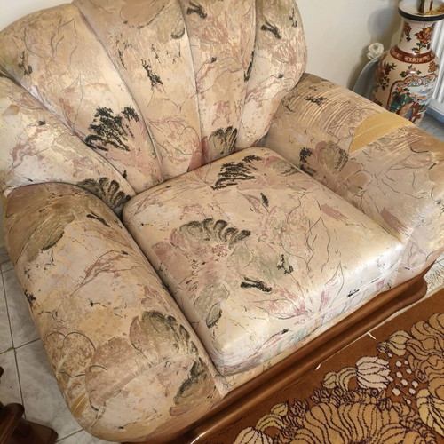 Living room furniture set used with two-seater sofa, armchair and table