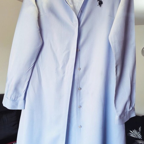 Polo long-sleeve blue cotton shirt dress like new, size M