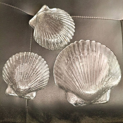 Kosta Boda glass seashell decorations, set of 3