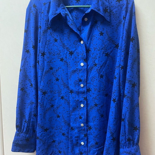 M&S collection shirt blue electric with black stars like new