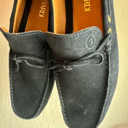 Trussardi leather loafers new, size 42, navy blue suede
