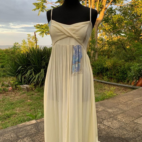 Long dress in archaic style like new, ivory viscose